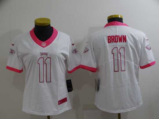 Women's Philadelphia Eagles #11 A. J. Brown Pink White Stitched Football Jersey,We sell and wholesale Women's Philadelphia Eagles #11 A. J. Brown Pink White Stitched Football Jersey on line form chian!
